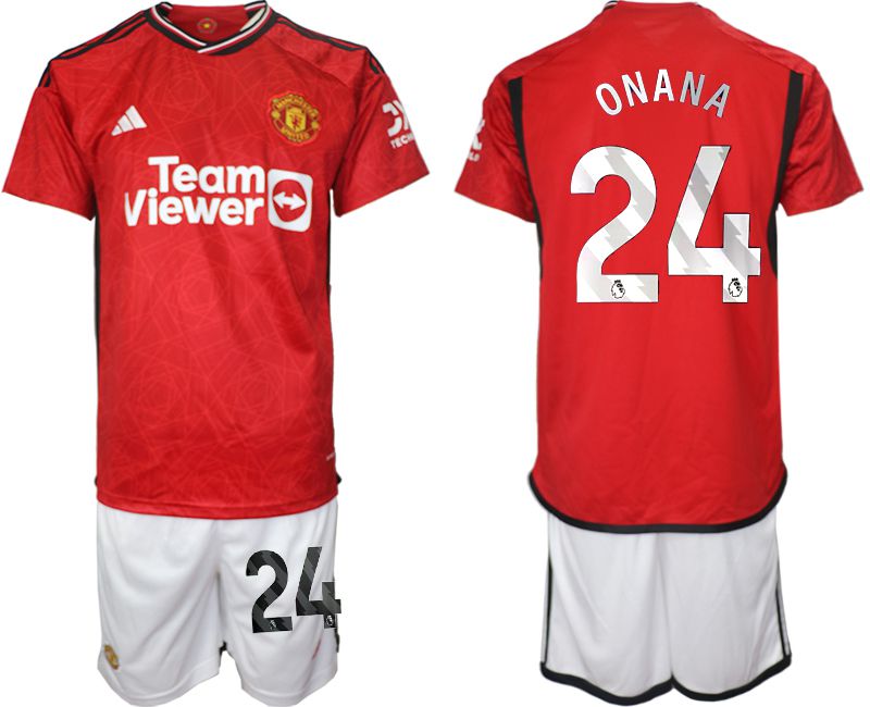 Men 2023-2024 Club Manchester United home red #24 Soccer Jersey